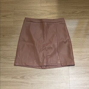 Abercrombie & Fitch Vegan Leather Mini Skirt Taupe/Pink